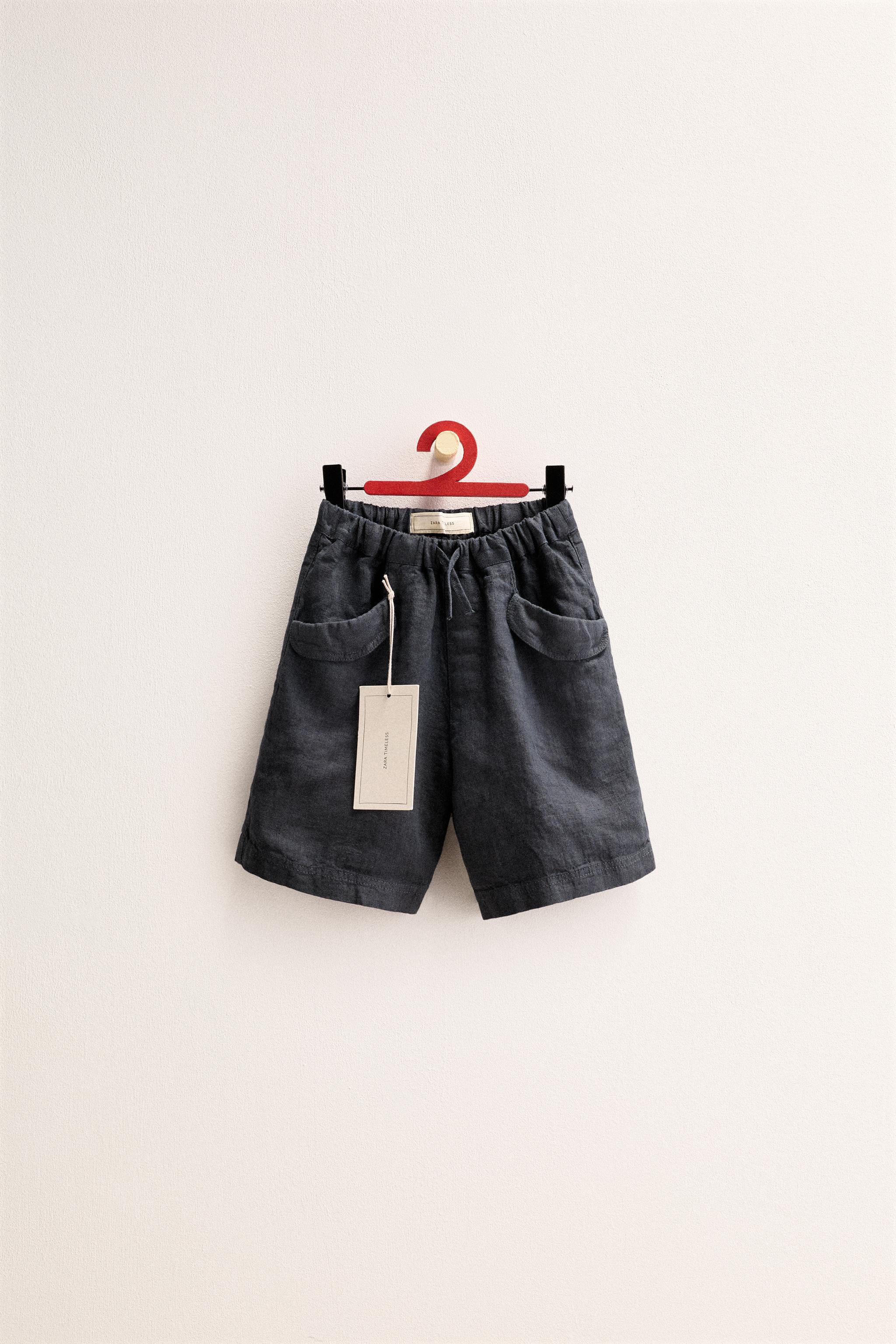ZARA TIMELESS - PLAIN 100% LINEN SHORTS